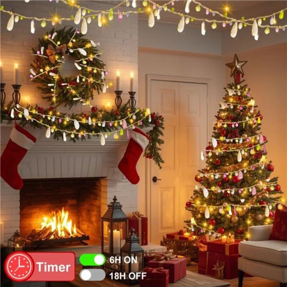 Battery Operated Fairy String Lights Warm White LED Remote Timer 8 Modes